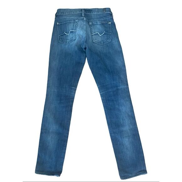 7 For All Mankind Jeans Women’s Size 25 Dark Wash Straight Leg Mid Rise Denim - Picture 2 of 3